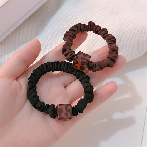 小香风方块豹纹小肠发圈气质马尾丸子头发绳发圈皮筋网红头绳发饰