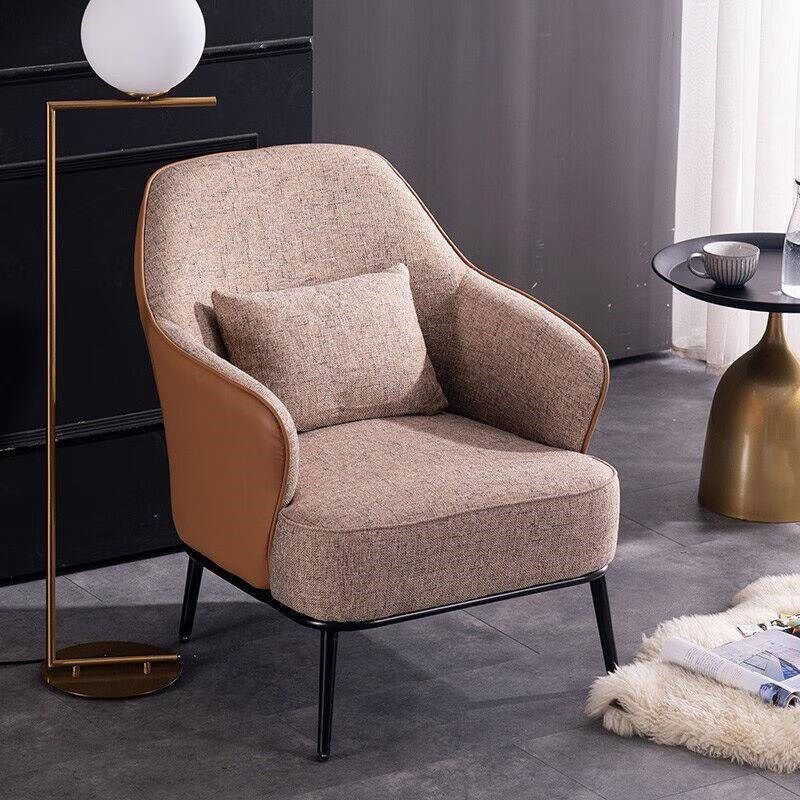 企佳北欧单人沙发皮布艺简约沙发椅网红北欧小户型单人阳台休闲沙