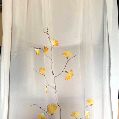 手绘银杏树新中式架子床仿古明清拔步床四柱实木床蚊帐床幔纱防蚊