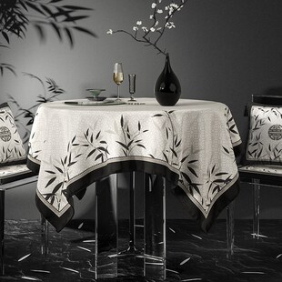 喜即浮光竹影新中式桌布免洗餐桌垫轻奢高级感长方形防烫茶几台布