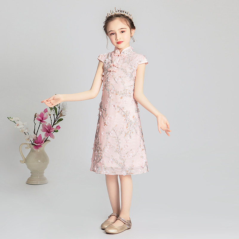 小女孩旗袍裙中国风儿童改良唐装女童秀禾服童装古筝演出服洋气夏