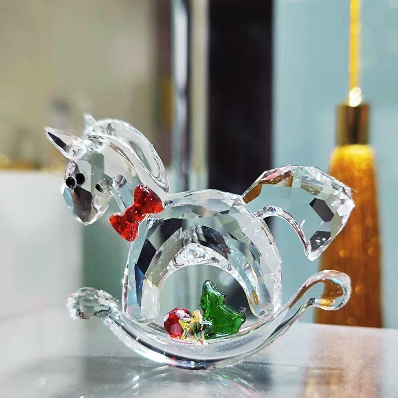 奥地利水晶金色童年摇摆木马汽车挂件饰内饰吊坠圣诞礼物木马车挂