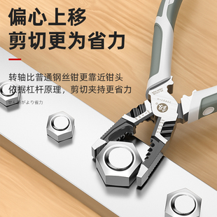 福冈老虎钳电工多功能钢丝钳尖嘴钳子斜口钳家用助力钳子工具