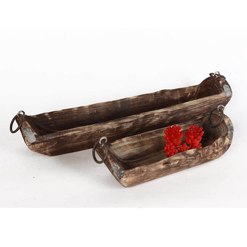 厂家销售手工制作木质绿植多肉花盆花槽田园家居民宿装饰器皿