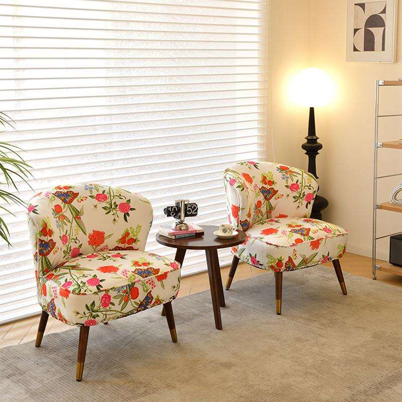 美式轻奢复古单人沙发椅设计师款客厅卧室休闲懒人沙发组合老虎椅