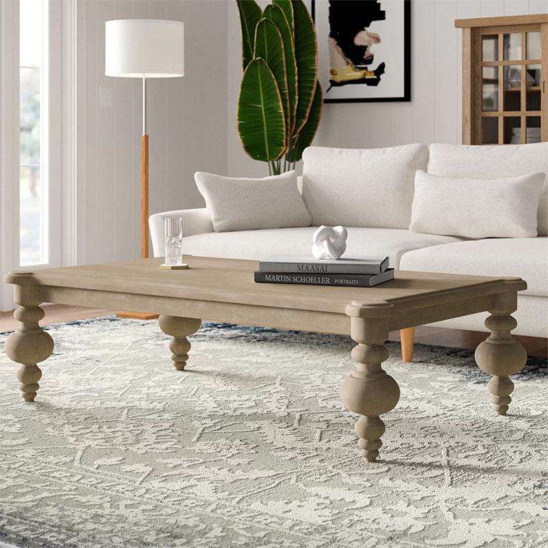 美式乡村实木风化灰复古客厅茶几简约长方形储物茶桌做旧咖啡桌