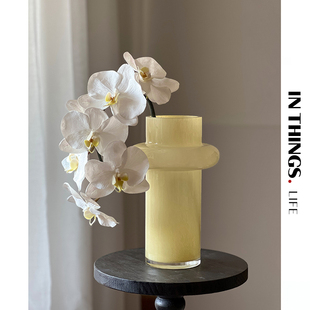 物里中古花瓶玻璃法式覆古轻奢玉色插花小号客厅民宿装饰摆饰花器