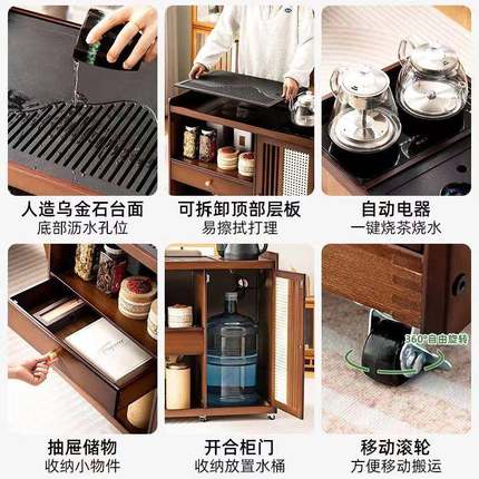 移动茶桌小茶台茶水柜JIX水壶烧一茶体煮泡简约家用阳台茶几轻奢