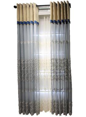 厂新品现代韩窗式刺绣纱窗帘客厅大价气卧室飘窗灰色MK9062帘帘纱