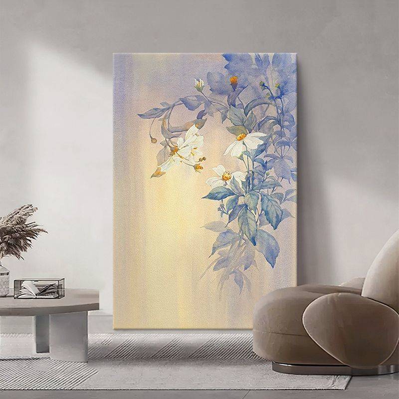顺丰白玉兰纯手绘油画新中式玄关装饰画客厅抽象花卉紫色丙烯工笔图片