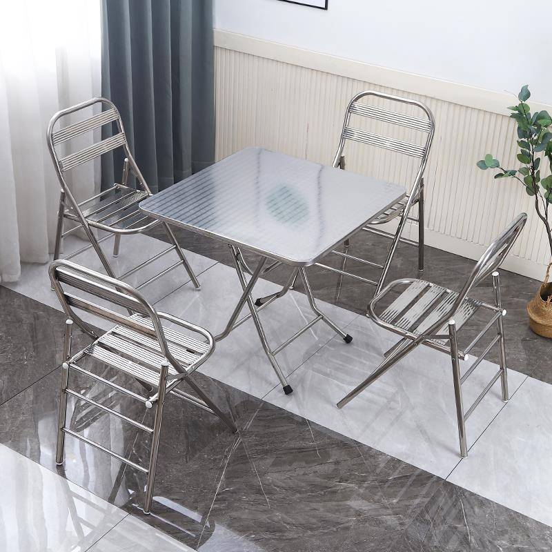 不锈钢餐桌家用吃小饭折可折桌叠小方VXH桌户外桌子小户型叠圆桌