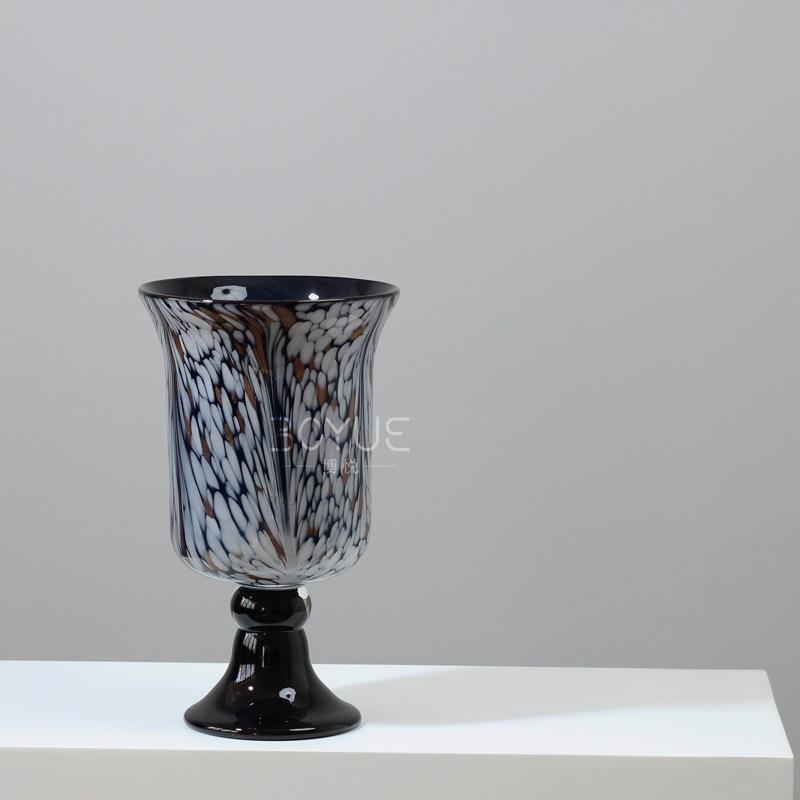 法式中瓶古高洒金渐变铃兰ZKT灯大口脚径琉璃花风客厅餐桌玄关摆