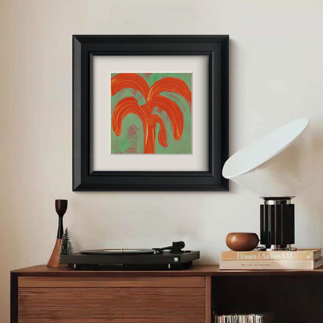 红棕树中古风画式简约抽象艺术装饰画B-576客美挂厅榈卧室书房墙图片