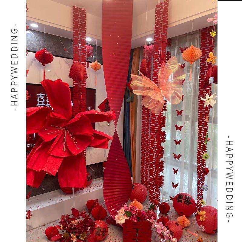 婚房布置结婚超大鸢花背景手花揉褶皱花艺婚礼摆66389纸件皱纹纸