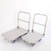 音不锈库钢平板车静拉手货车冷库专用四轮推车轻TOD便可折叠仓搬