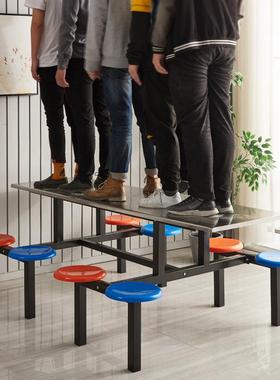 学校学生食堂吃连饭桌子员工厂用4//人8位不TB-56405锈钢体快6餐