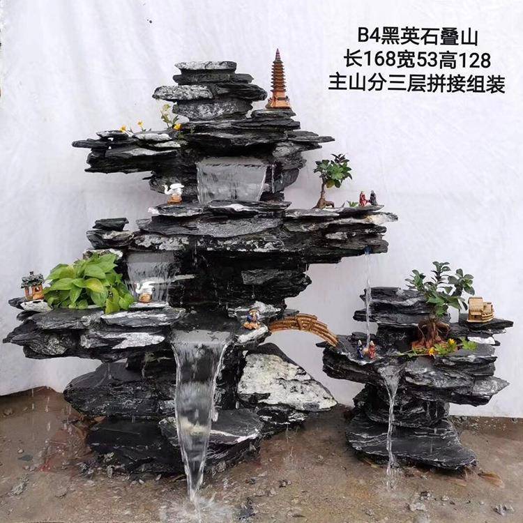 假JS-003山水泉鱼池英石景造摆件庭院阳台招财水流循环水景景喷观