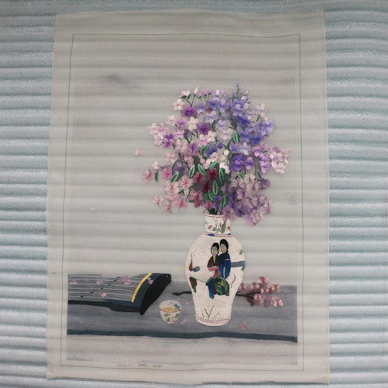 小幅单面艺苏品现代装饰画动物成花草手工绣刺绣工品绣片无品牌/图片