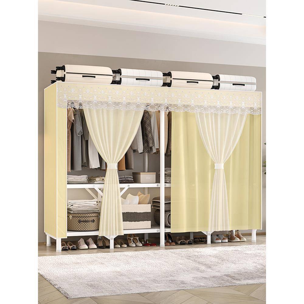 J简易布衣柜家用卧室出租实屋全架结&耐用钢经济型折叠1231321组