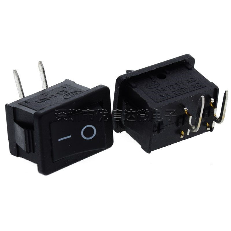 船型开关KCD1-101三脚弯脚正方向15*21MM 3脚2档 6A/250V翘板船形
