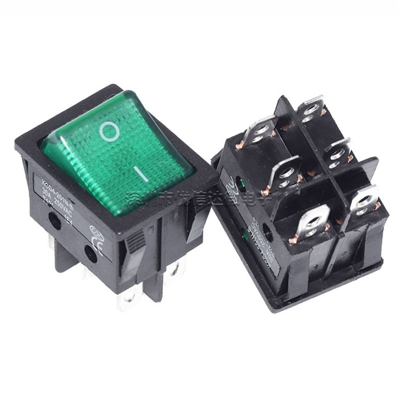 KCD4超大功率船型开关 30A大电流 4脚/6脚带灯220V 烤箱电源开关