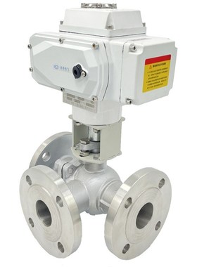 电动三通球阀Q944/5F切换向法兰dn150不锈钢T型L型分流三通阀门80