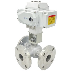 电动三通球阀Q944/5F切换向法兰dn150不锈钢T型L型分流三通阀门80