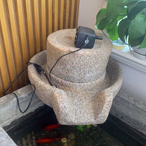 人造石磨盘假山流水摆件循环水景观庭院花园布置造景民宿院子装饰
