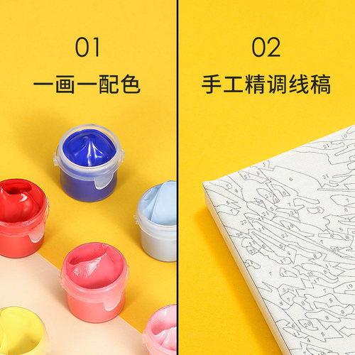 自油自画数字油画diy填充中国风手绘手工填色油彩装饰画 猫肥家润