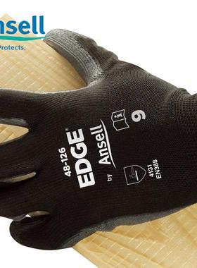 安思尔hyflex电工薄款男女防静电尼龙pu手套涂掌劳保防滑耐磨工作