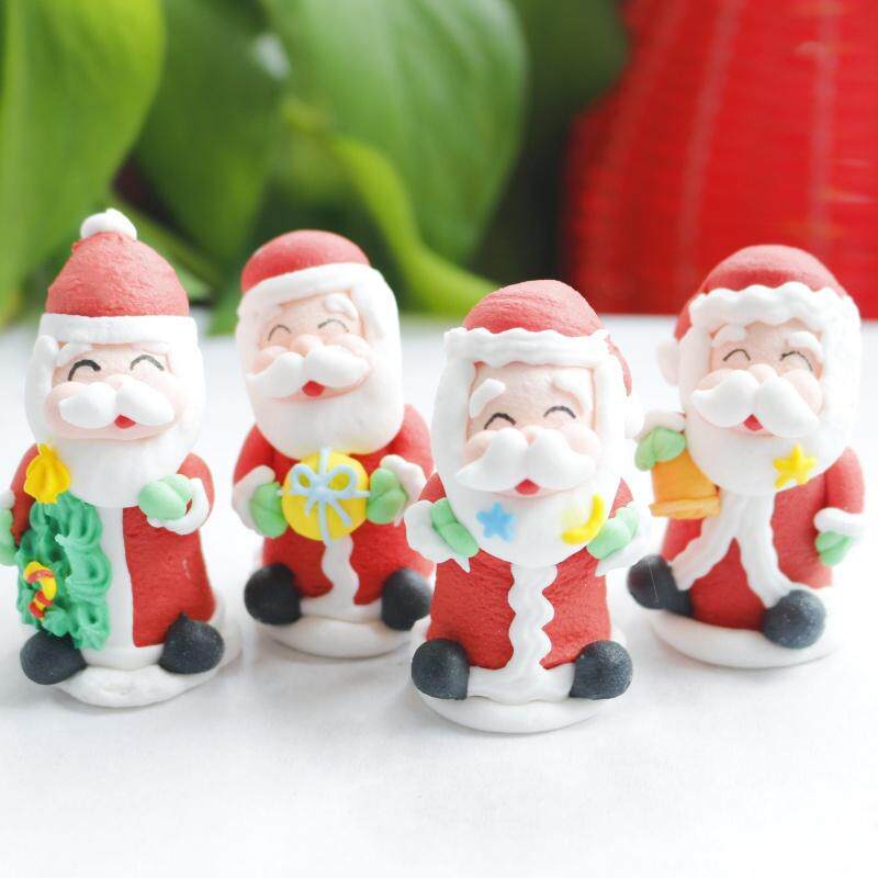 购爱珍品 圣诞节蛋糕装饰摆件 可食用翻糖公仔 抱圣诞树圣诞老人