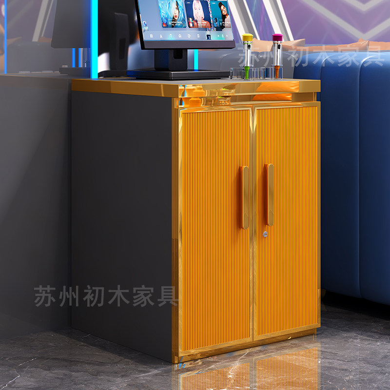 不锈钢自助量贩轻奢皮革ktv点歌柜会所家用移动音响功放设备柜定