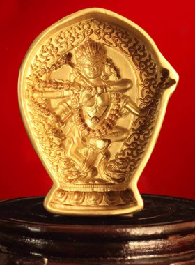 陶土作明佛母擦擦藏传纯黄铜