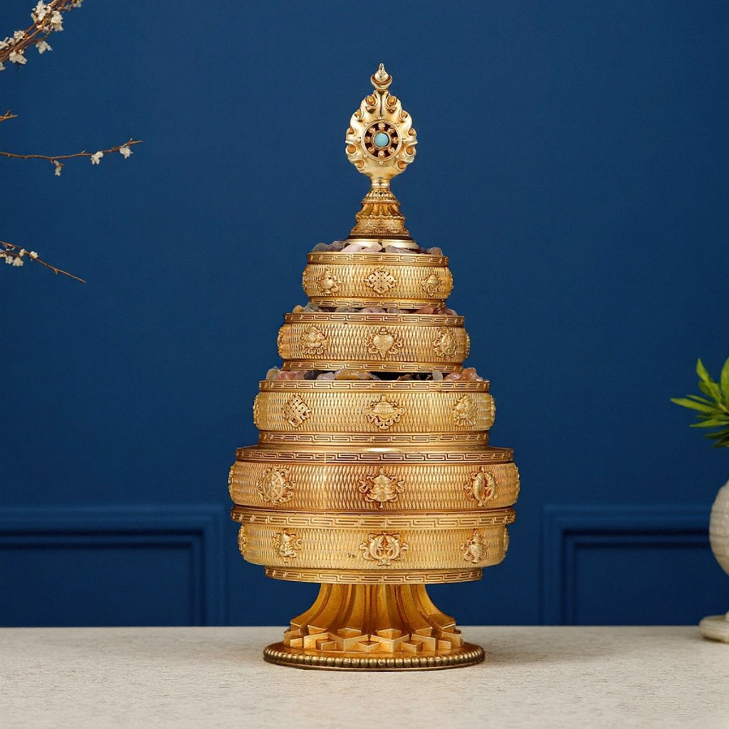 王师兄藏族曼扎盘纯铜八吉祥雕花