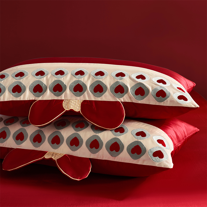 100支长绒棉结婚四件套全棉婚庆大红新婚房嫁礼高端床上用品纯棉4