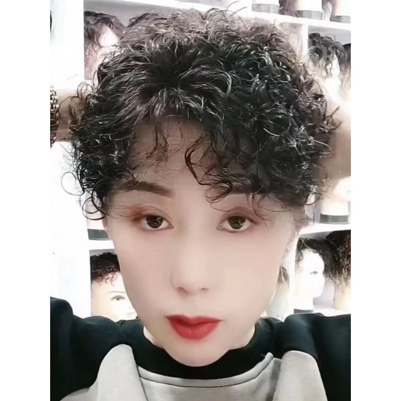 真发片全真100假发真头发新款真发卷发片中长大面积遮盖白发