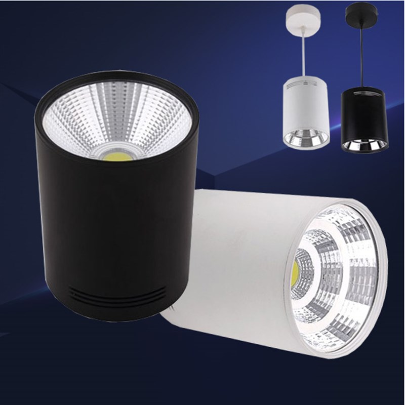 led明装筒灯免开孔吸顶吊线店铺客厅背景墙cob射灯汽车美容店聚光
