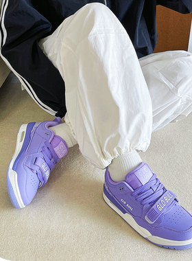 GLO BULL紫色中帮板鞋女原创设计2025春秋新款休闲百搭厚底运动鞋