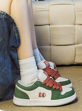 GLO BULL原创正品休闲板鞋白绿色春秋新款情侣百搭低帮面包鞋女鞋