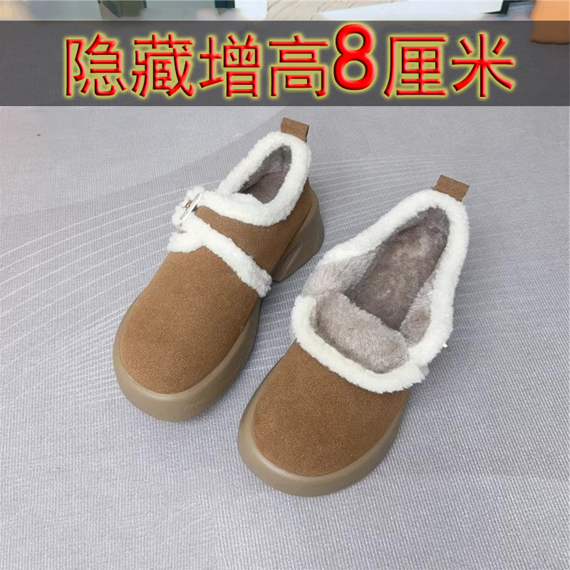 2025新款内增高勃肯鞋女8cm小个子全牛真皮加绒保暖休闲一脚蹬冬