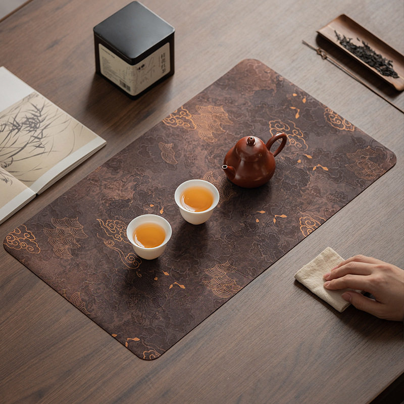 中式双面古画茶席 防水禅意干泡单人茶巾布垫子桌旗茶布茶道配件