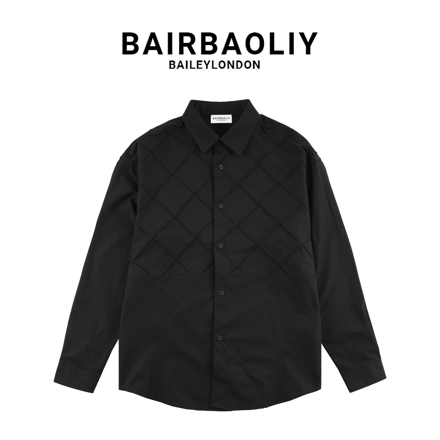 BAIRBAOLIY潮牌设计立体褶皱长袖衬衫高奢设计感宽松开衫休闲衬衣