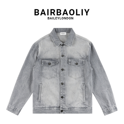 BAIRBAOLIY重磅美式复古简约百搭牛仔夹克男士休闲外套潮2025年春