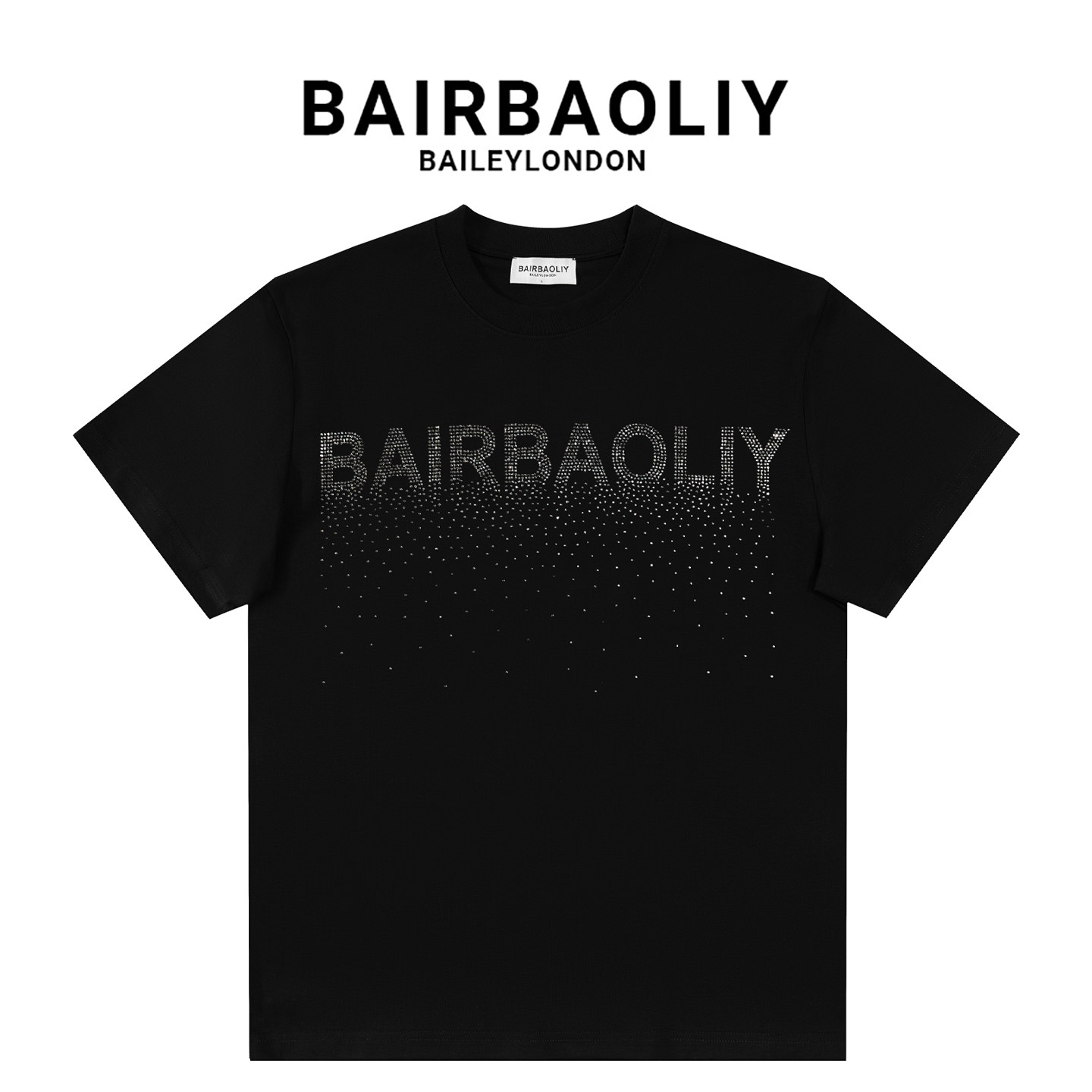 BAIRBAOLIY满天星烫钻短袖T恤