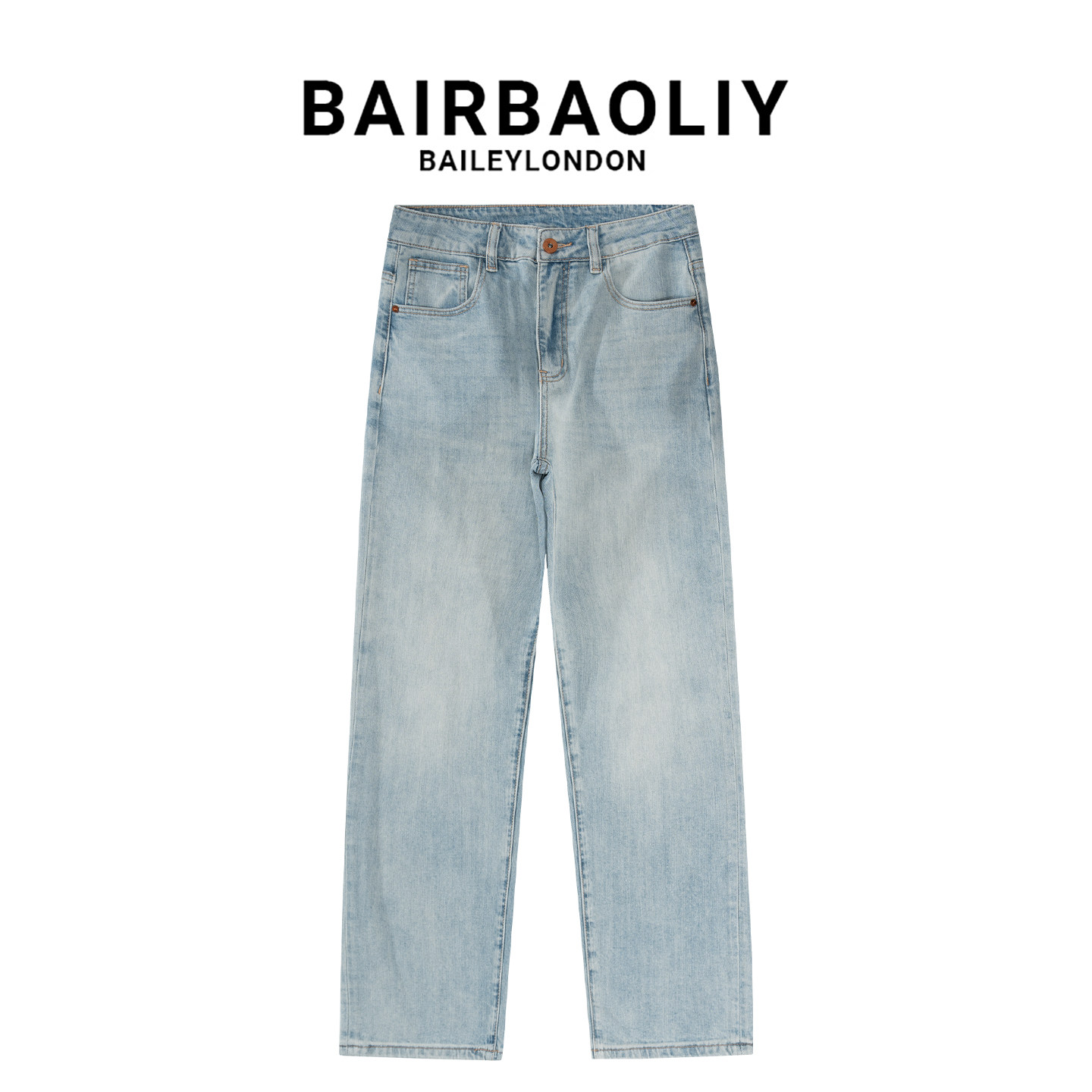 BAIRBAOLIY潮牌男士夏季薄款透气百搭宽松直筒弹力休闲牛仔长裤