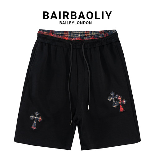 BAIRBAOLIY夏季潮牌轻奢美式个性拼接刺绣潮流宽松休闲短裤五分裤
