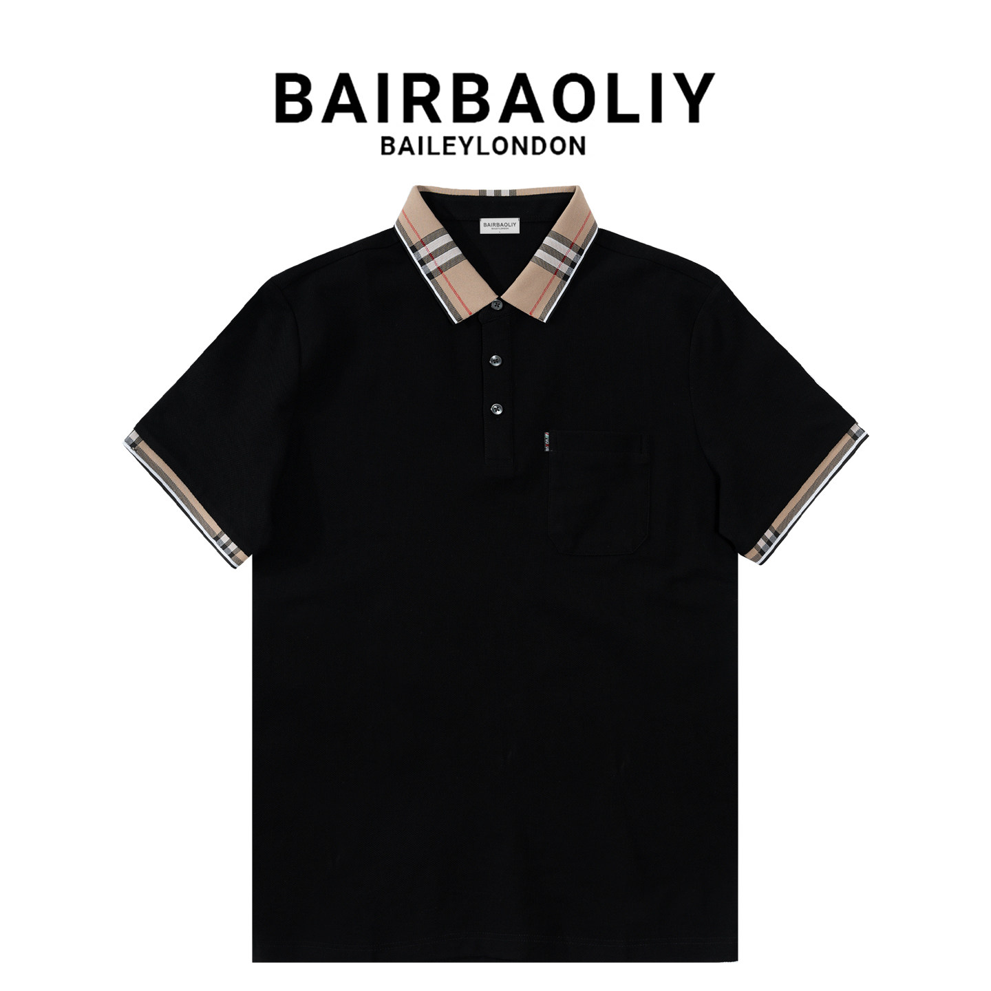 BAIRBAOLIY/柏堡里撞色拼接Polo衫男士夏季休闲透气百搭翻领短袖