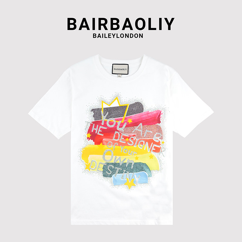BAIRBAOLIY多巴胺夏季新款时尚潮牌ins短袖百搭男女同款T恤