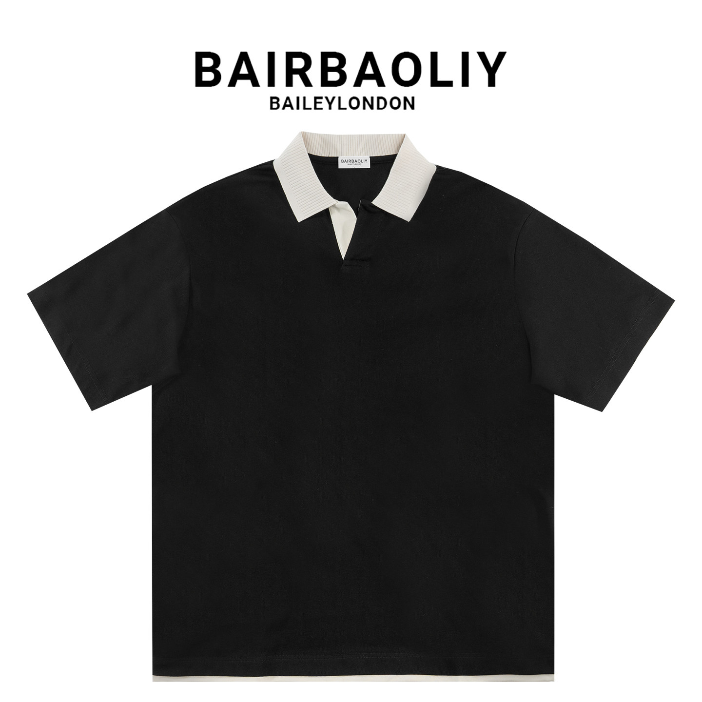 BAIRBAOLIY轻奢高级感潮牌设计撞色翻领休闲透气短袖POLO衫男夏季