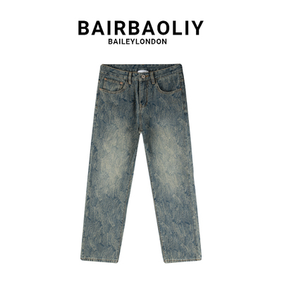 BAIRBAOLIY美式休闲高端牛仔裤男2025年春夏做旧高街潮流复古长裤